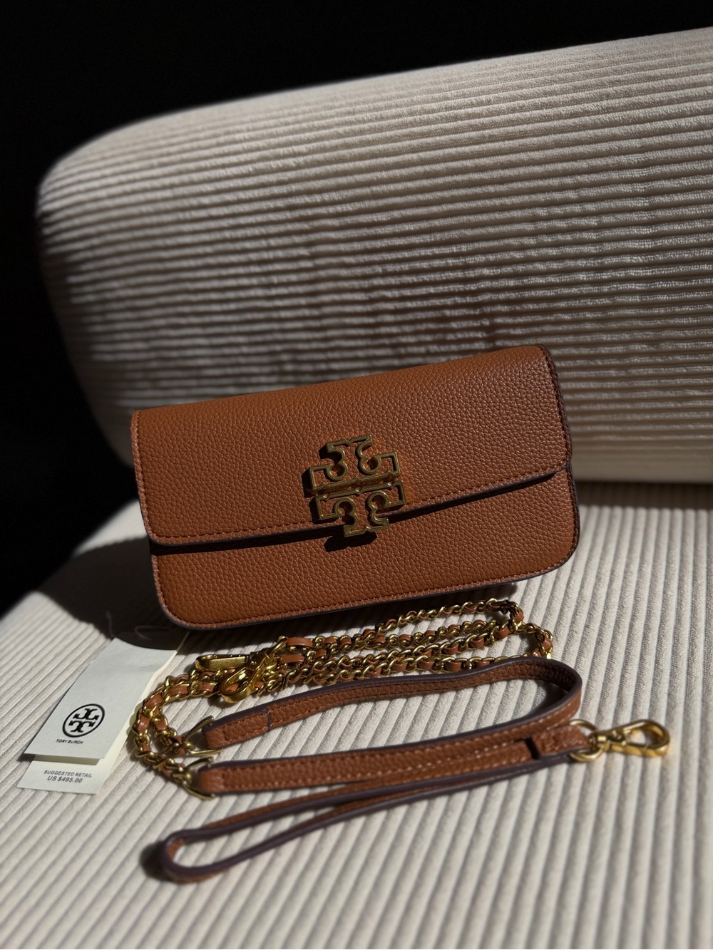 Tory Burch Amber Brown Leather Convertible Crossbody